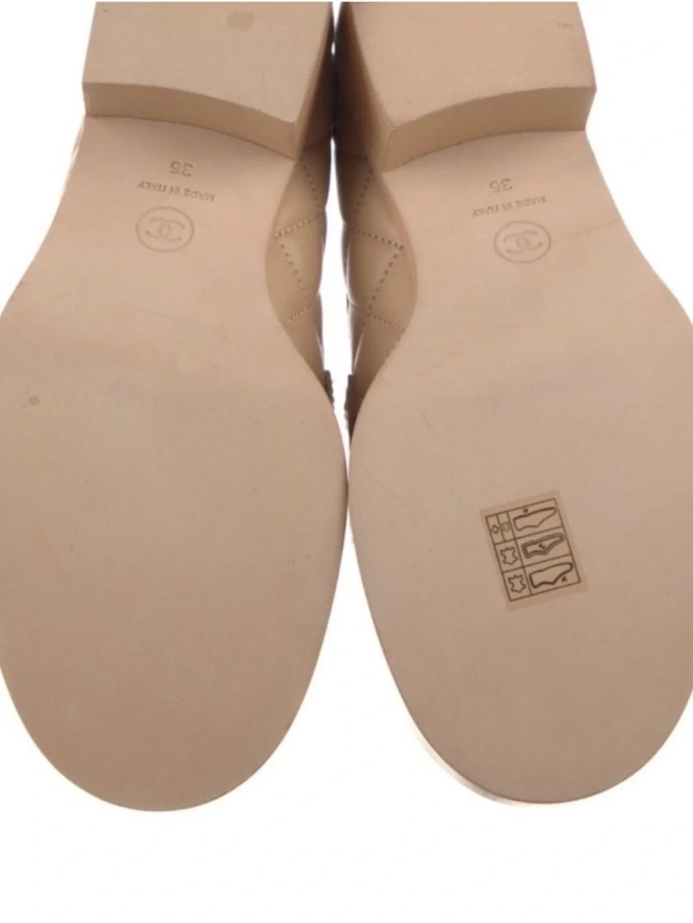 CHANEL Quilted Nude Leather Loafers with Gold Heart Logo - Picture 4 of 4